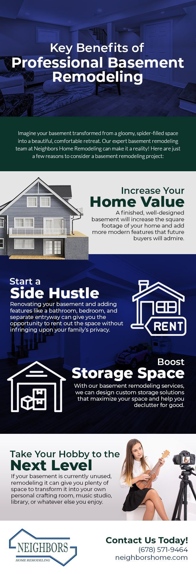 Key Benefits of Professional Basement Remodeling [infographic]